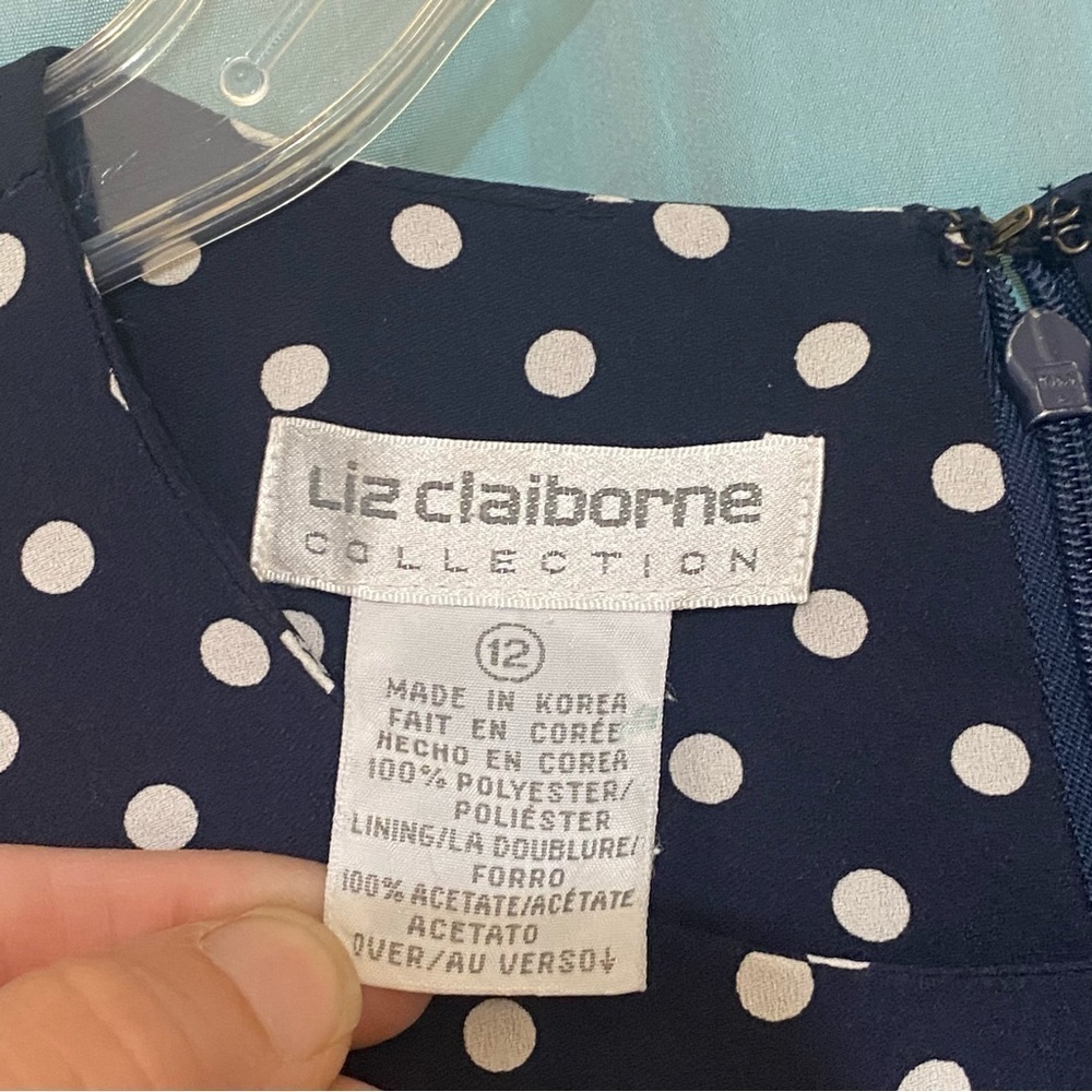 Vintage Polka Dot Liz Claiborne Fitted Career Dress Sz 12 - Picture 2 of 8